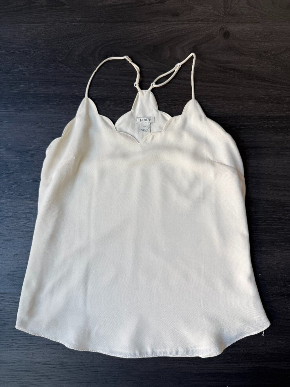 J.Crew Scalloped Racerback Cami Tank Top Ivory Cream Size 00